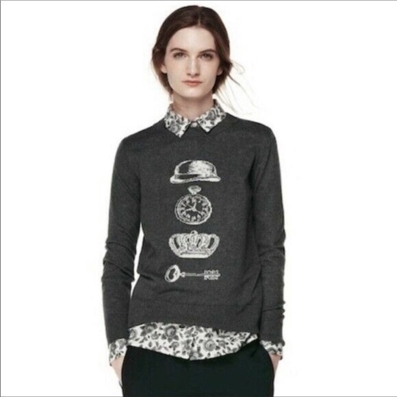 Thakoon for Design Nation Gray Crew Neck Sweater - Picture 1 of 5